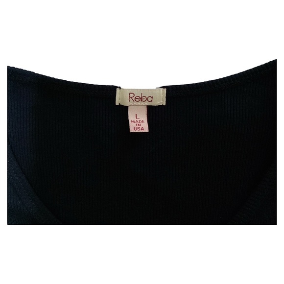 Reba Front & Back Rhinestone Cross Long Sleeves Round Neck Black Tee Shirt Sz LG - Picture 8 of 11